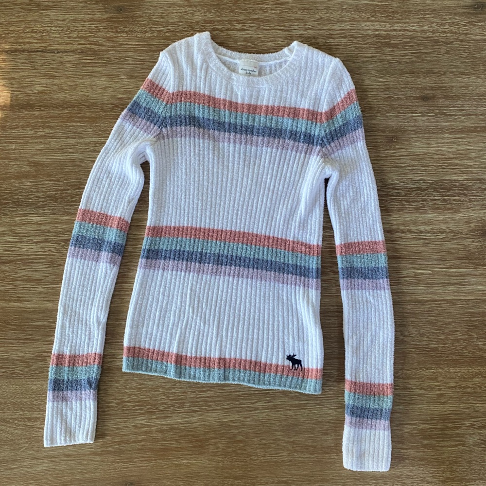 Abercrombie Kids Girls’ Soft Striped Crewneck Sweater